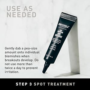 Step 3, Spot Treatment, Dab a small amount onto individual blemishes when break-outs occur