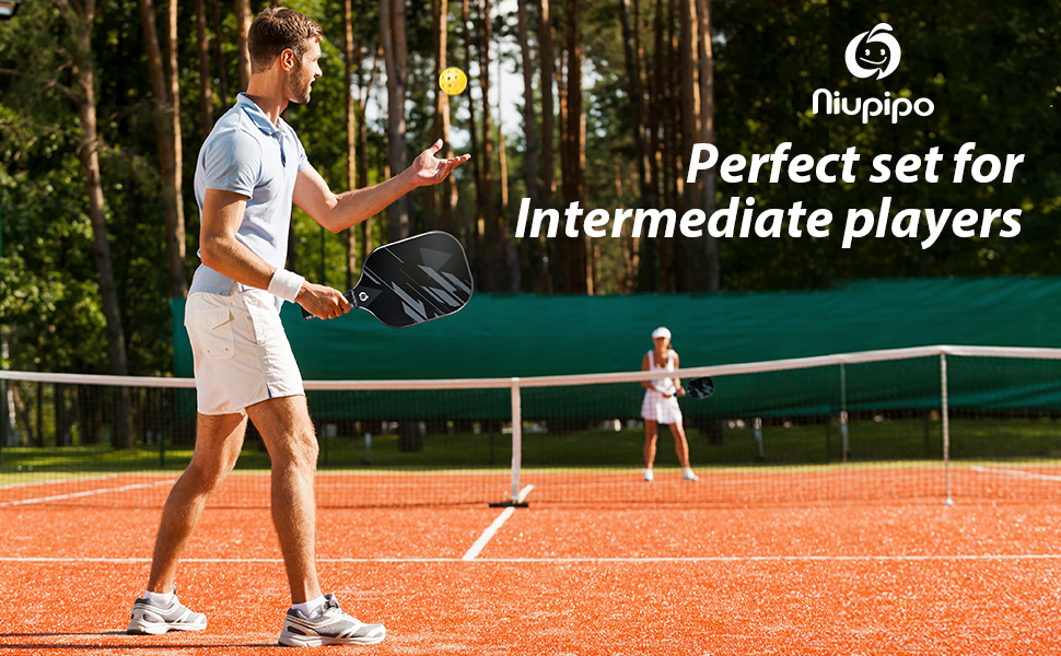niupipo Pickleball Paddles, Fiberglass Surface, Lightweight Pickleball Set with 4 Balls and 1
