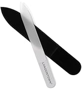 LONDONTOWN Clear Double-Sided Glass Nail File & Care Tool, Professional Grit Etched Crystal Manic...