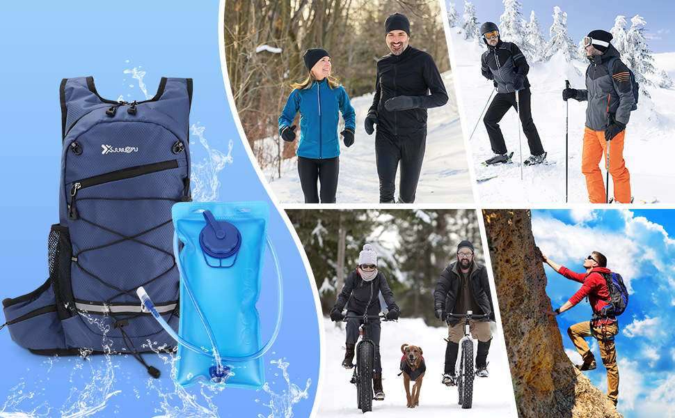 Hydration Backpack, zeroto Water Pack with 2L Water Bladder Lightweight Hiking Rucksack