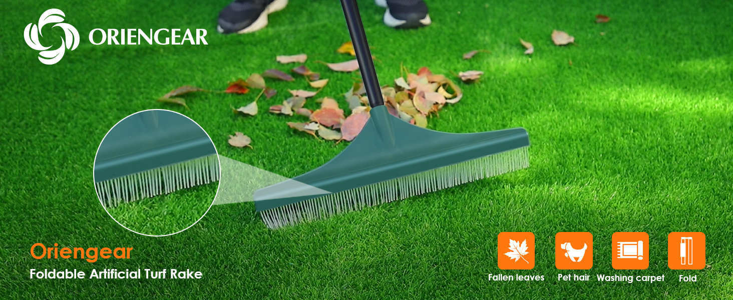 Foldable Artificial Turf Rake, 51" Durable and Strong