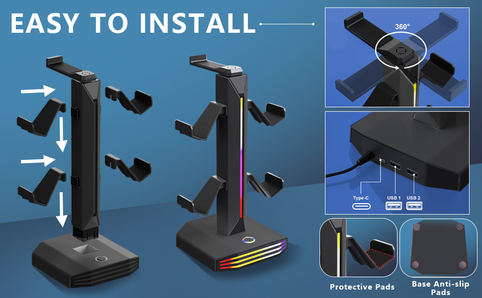 Just assemble the 6 snap-on parts together, and you can create a controller stand