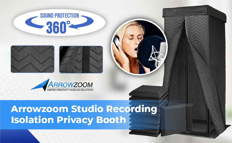 Compact Portable Acoustic Foam Panel Flat Bevel Booth Recording Music Podcast Vocal Soundproofing