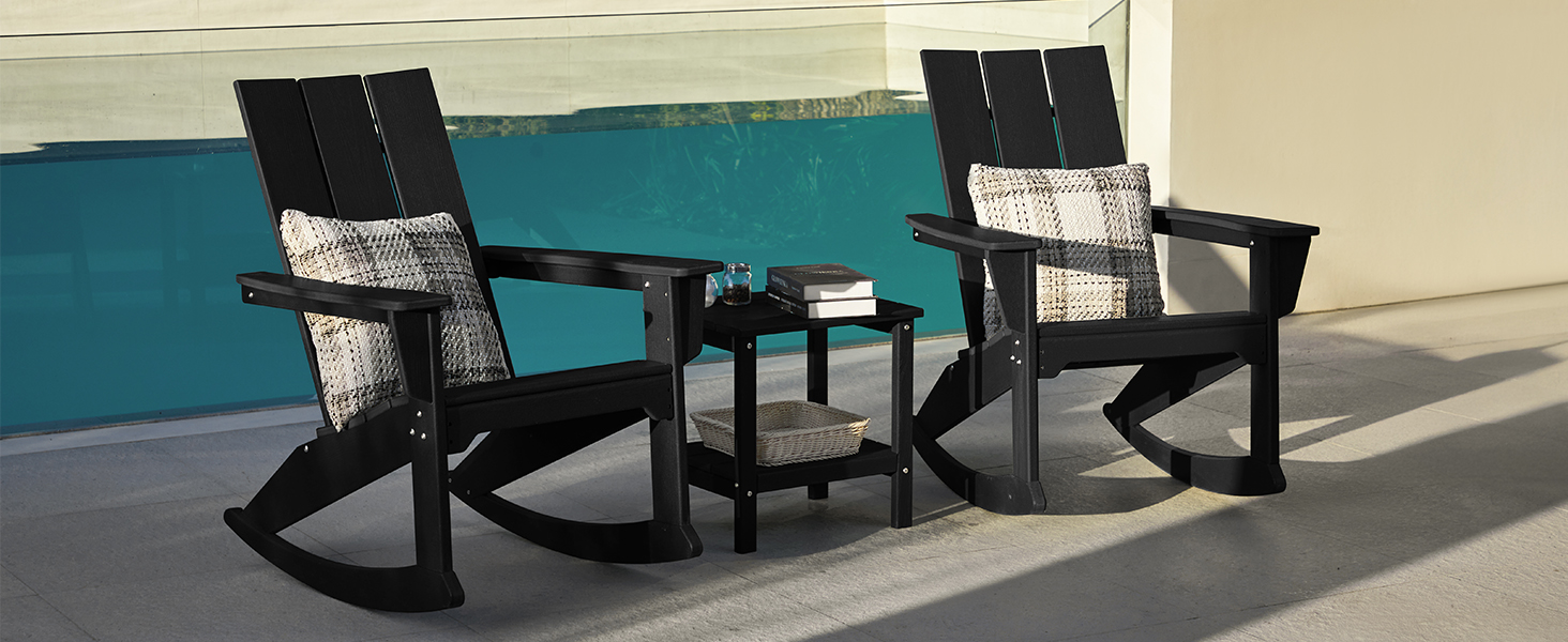 KINGYES Modern Outdoor Rocking Chairs Set of 6, Adirondack