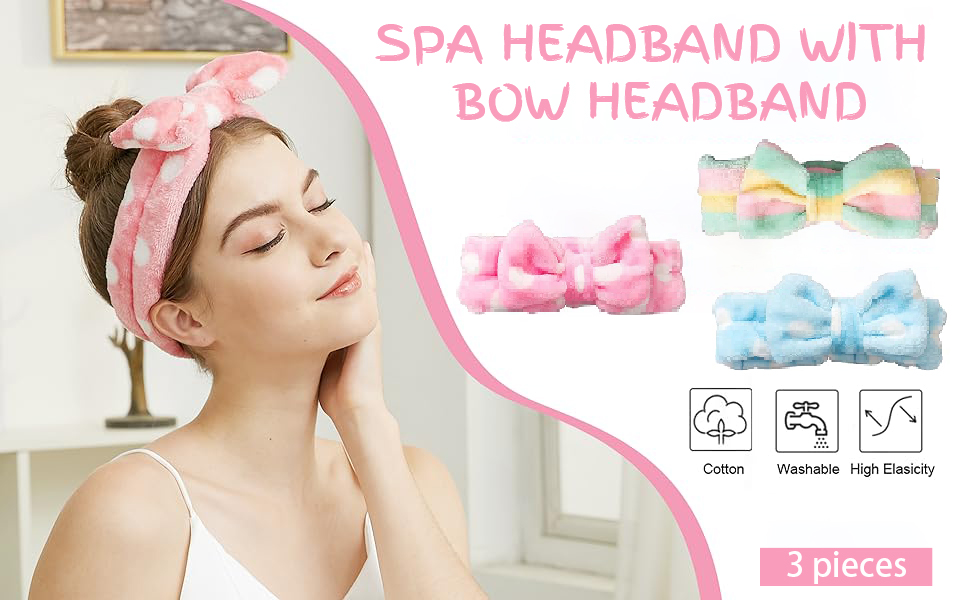 3 Stück Spa Stirnband Bowknot Haarband 