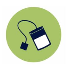 An illustrated icon of a Lipton decaf green tea bag on a green circle