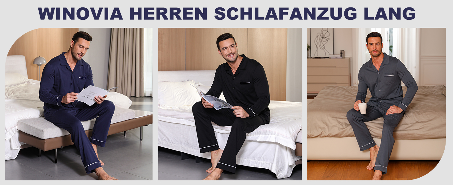herren Schlafanzug lang