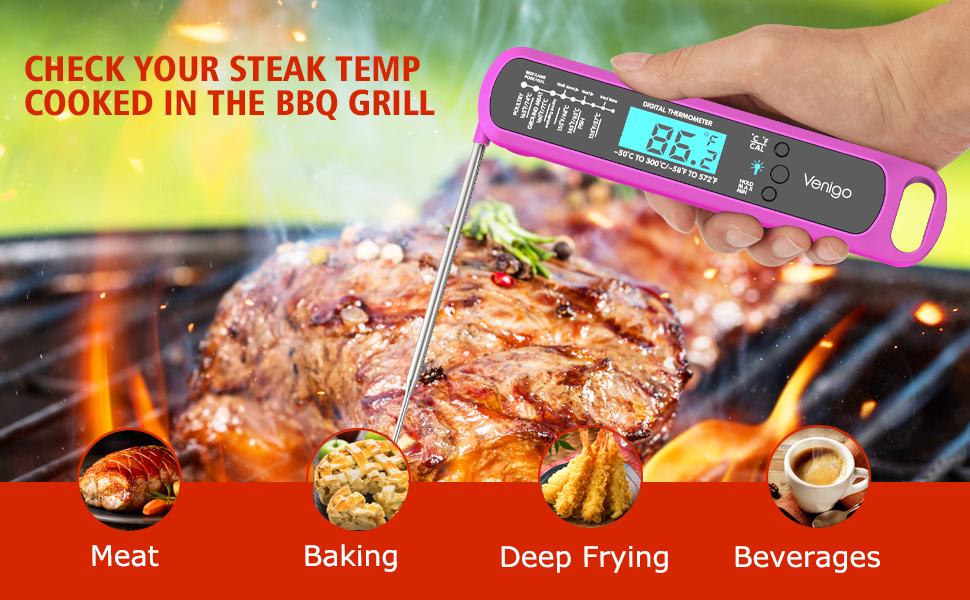 Venigo Digital Meat and Food Thermometer for Cooking and
