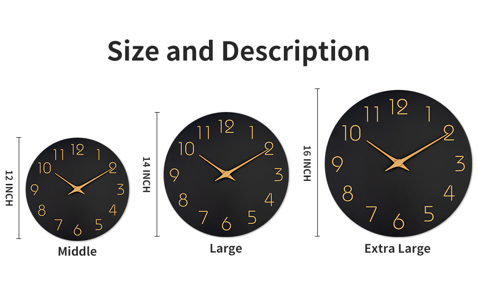 Mosewa Wall Clock 16 Inch Black Wall Clocks Battery