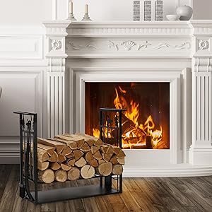 Amazon.com: MYFIREPLACEDIRECT Firewood Rack with 4 Fireplace