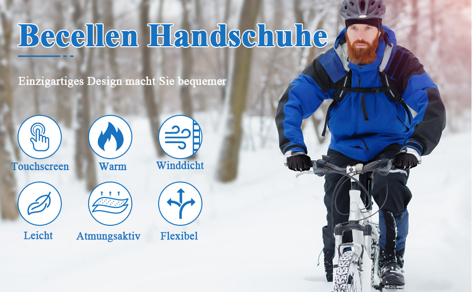 Ein Mann, der mit Handschuhen radfährt
