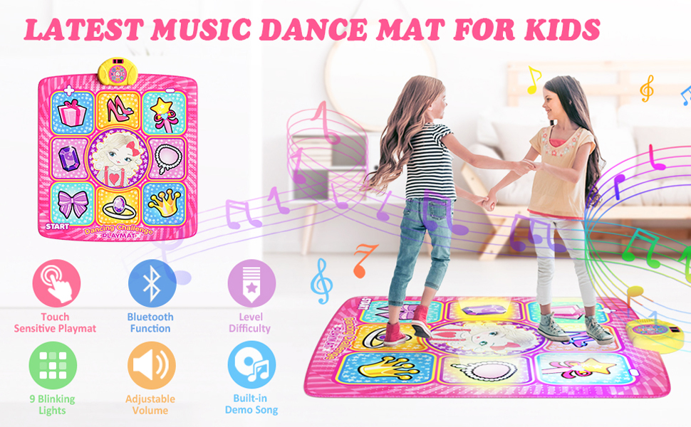 Dance Mat Toys for Girls, Christmas Birthday Gifts Toys for 3 4 5 6 7 8 9 Years Old Kids