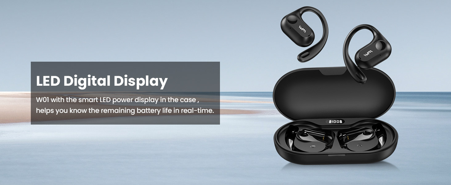 open ear headphones with LED digital display