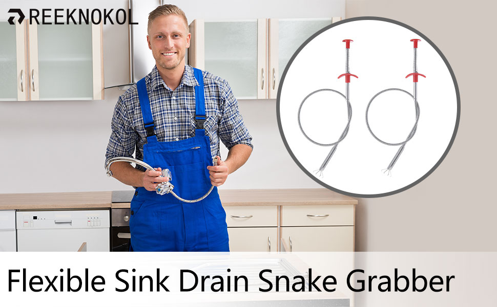 2 Pack Flexible Strong Drain Unblocker, 60 CM Drain Sink Unblocker Sink