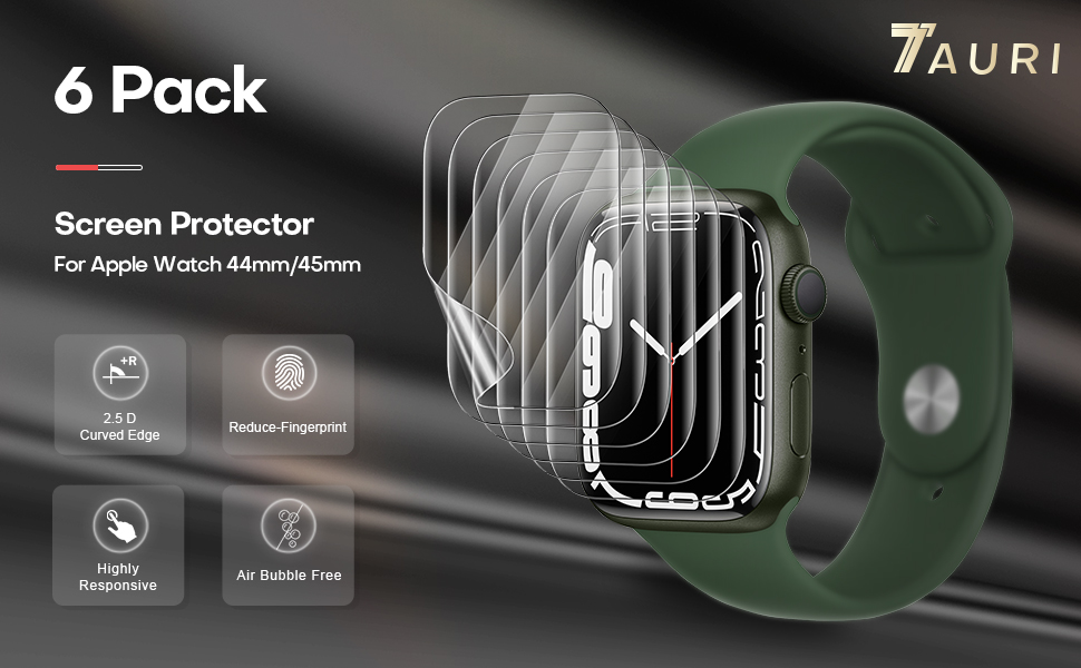 TAURI 6 Pack Screen Protector Designed for Apple Watch Series 9 8 7