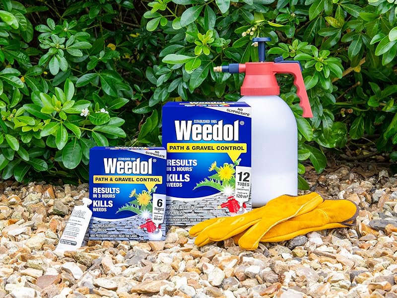 Weedol Path & Gravel Control Concentrate Tubes in use