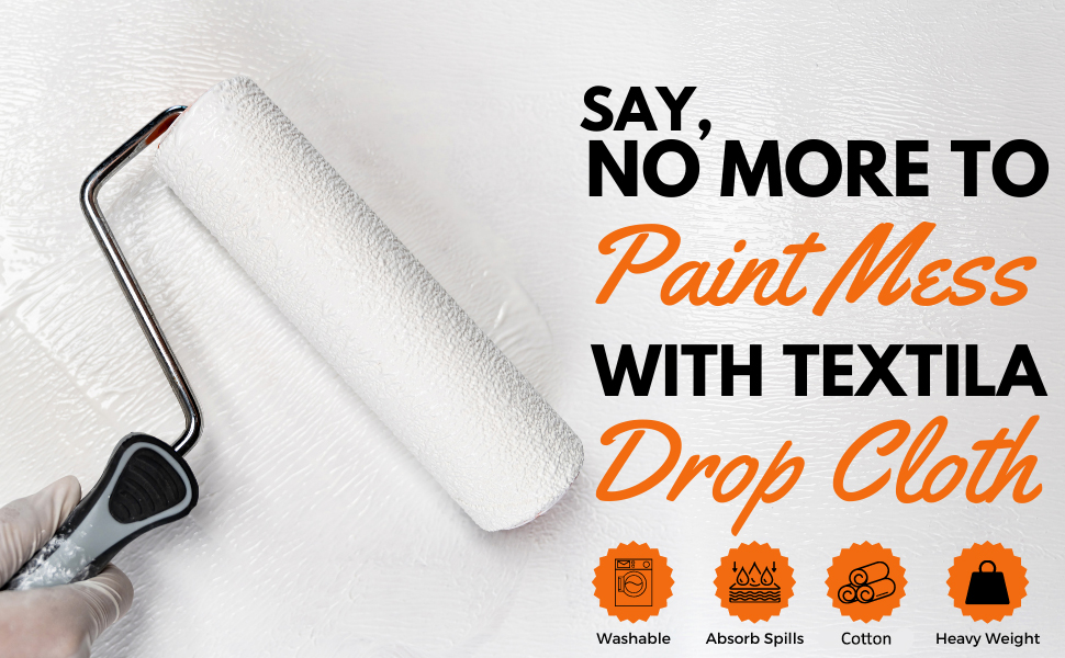 Textila All Purpose Canvas Drop Cloth 4x5 Feet Pack of 1 Canvas Fabric Drop