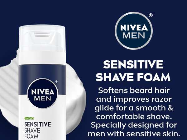 NIVEA MEN Sensitive Shave Foam improves razor glide. Specially designed for men with sensitive skin