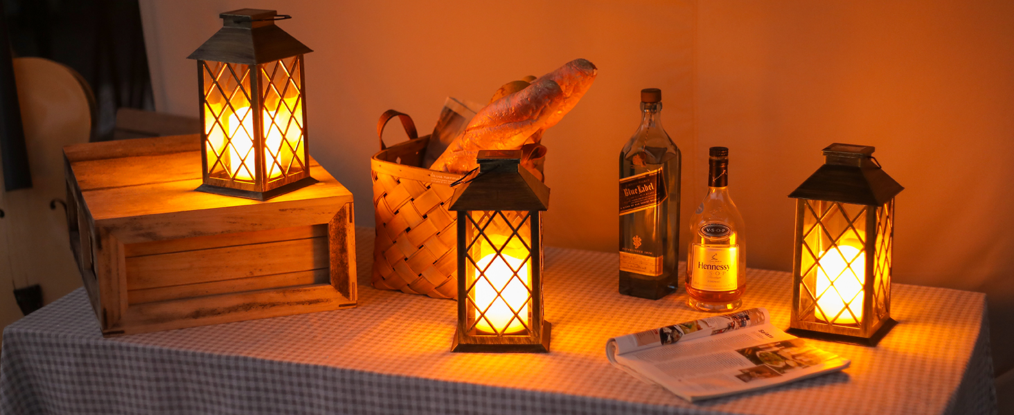 OxyLED Solar Lanterns for The Garden, Solar Lantern 2 Pack Flickering Solar Lights Outdoor