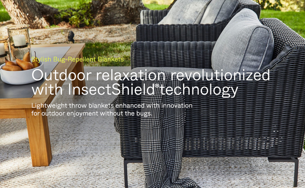 Lightweight throw blankets enhanced with innovation for outdoor enjoyment without the bugs