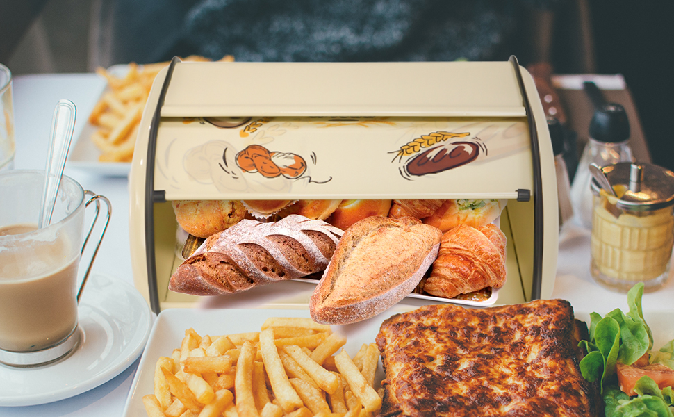 SOTECH Kitchen Bread Box Metal Bread Bin Food Storage