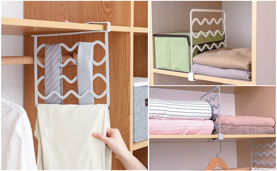 GOLRISEN Closet Clothes Dividers, 4pcs Clipon Wardrobe Dividers, Shelf