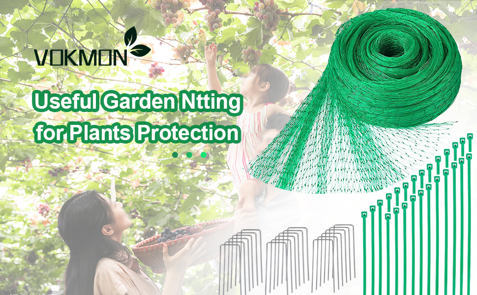 44pcs Garden Netting Kit, 4m x 10m Green Gardening Fence Pond Pea Grass