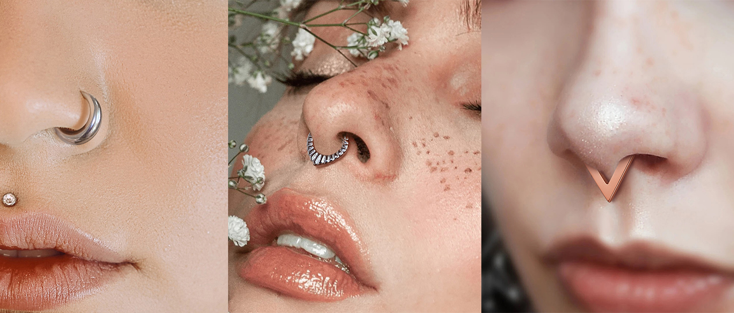 3PCS MOQIKAKA16G 8mm Black Nose Septum Rings Surgical