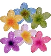 Keepzi 6 Pack Large Hawaii Flower Claw Hair Clips for Thick Hair, Hawaiian Summer Plumeria Claw H...
