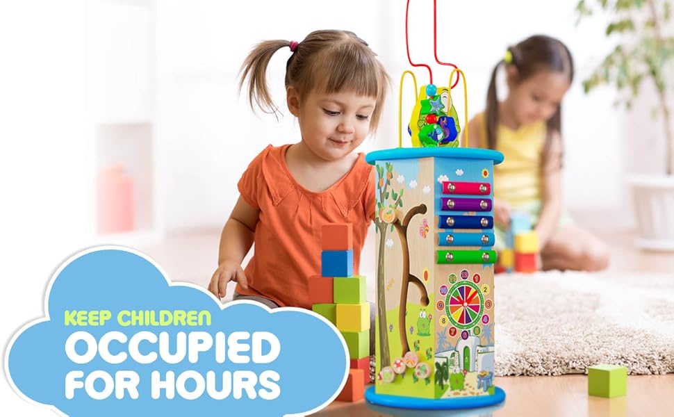 keep kids busy activity center kiddery toys wooden wood toddler gift for 12 16 18 months gift