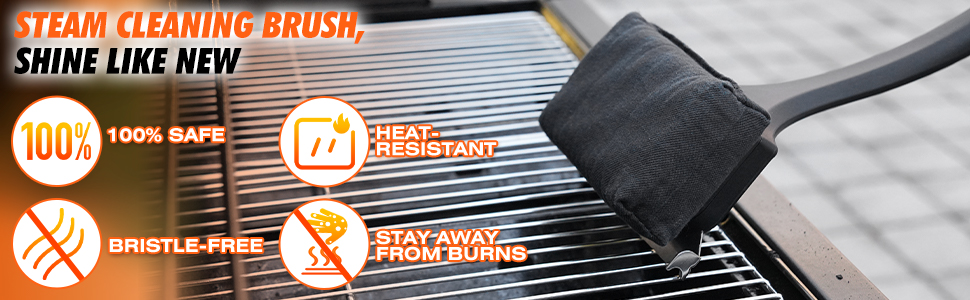 Grill Rescue Brush Bristle 18" Long Handle Replaceable Cleaning Head