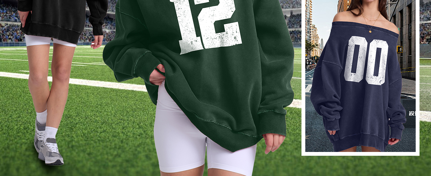 Hatant Womens Oversized Sweatshirts Graphic Off The Shoulder Sweatshirts Heavyweight Hoodie