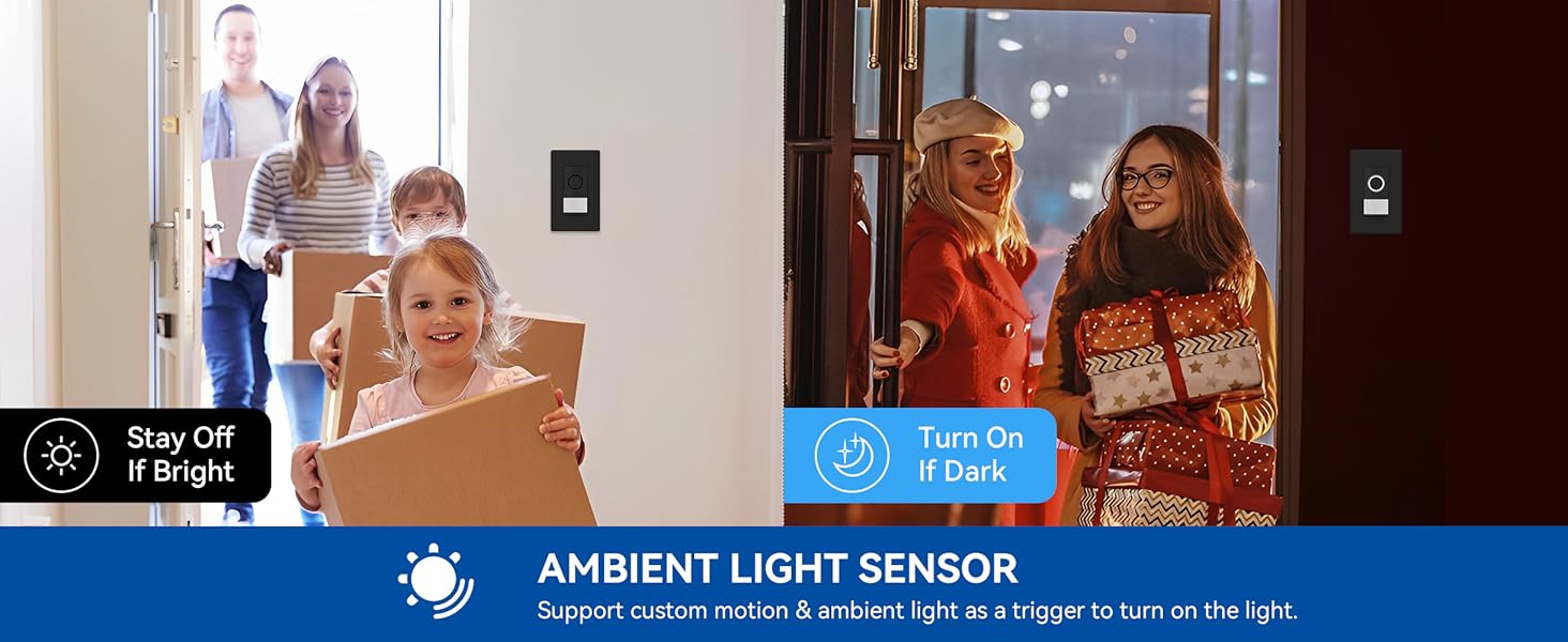 ELEGRP Smart Motion Sensor Switch, 2.4GHz WiFi 3 Way Light Switch