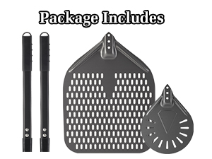 2PCS Pizza Peel Set, stainless steel pizza peel, metal pizza peel Package