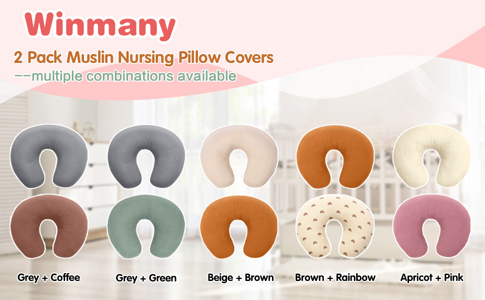 2 Pack Baby Muslin Nursing Pillow Covers