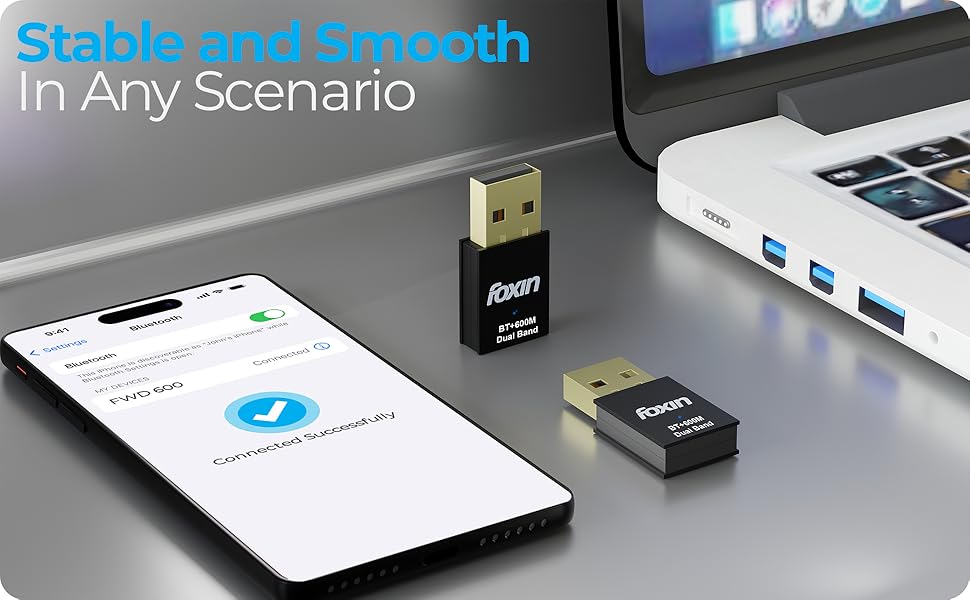 FOXIN WIRELESS USB BT+WiFi ADAPTER FWD 600B