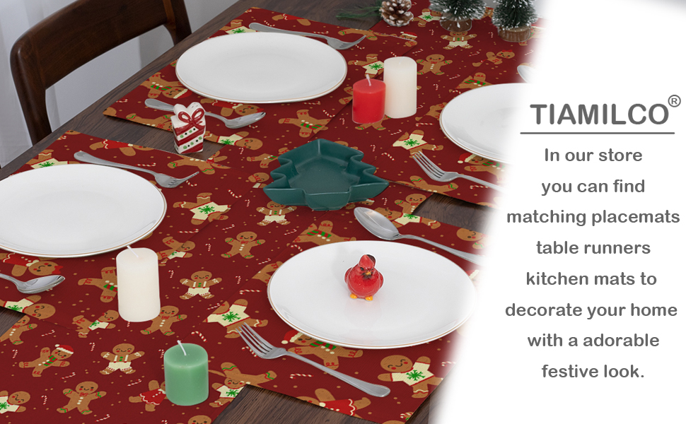 Merry Christmas Gingerbread Placemats for Dining Table