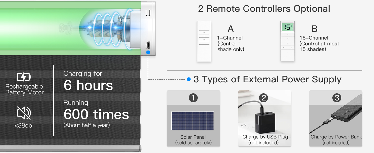 Tokblind Motorized Zebra Shades with Remote Control