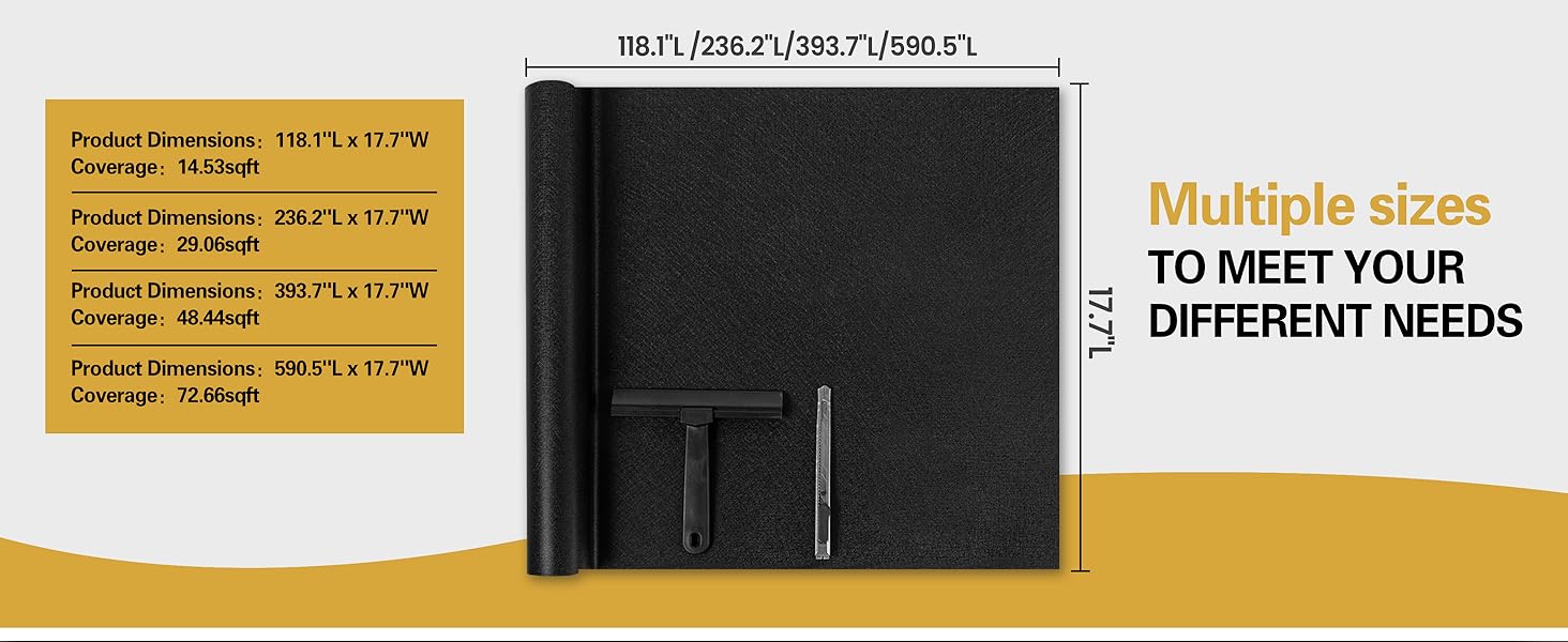 practicalWs Black Wallpaper Peel and Stick with Tools, Matte Black