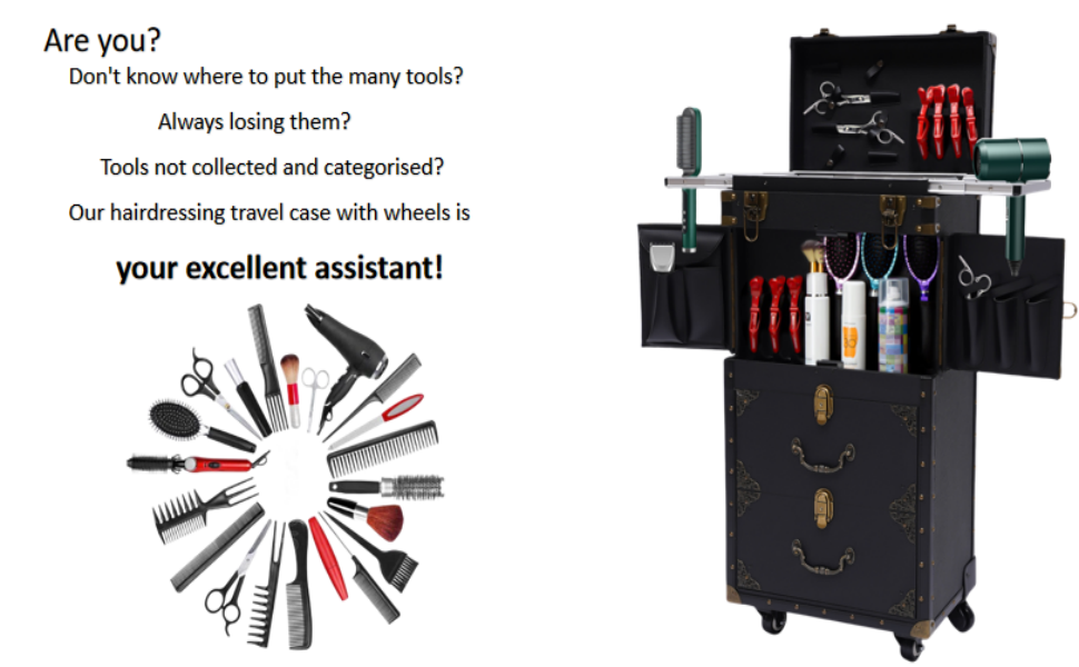 MhdunueSK Rolling Lockable Makeup Train Case Hairdressing