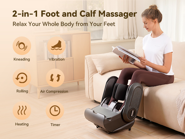 Amazon.com: 2 in 1 Shiatsu Foot Massager Machine, Foot and Calf