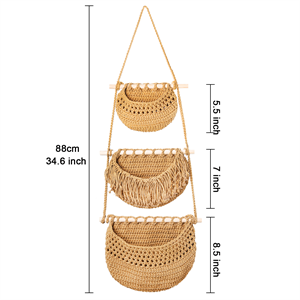 Cotton Rope Woven Wall Hanging Produce Basket 