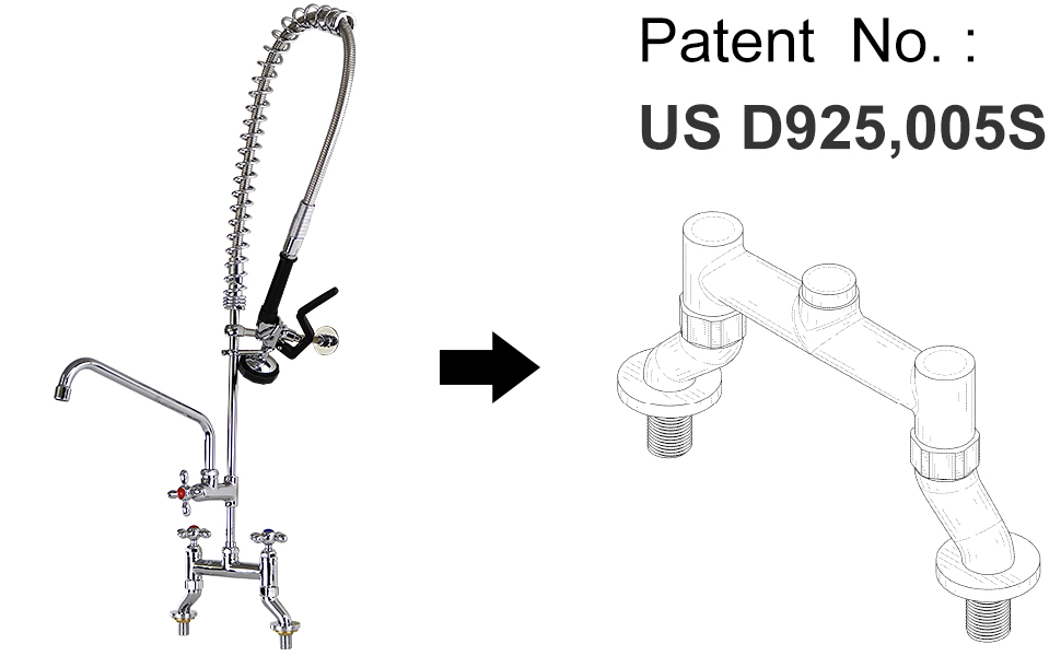 YooGyy Commercial PreRinse Sprayer Faucet 48 Inch Adjustable Center