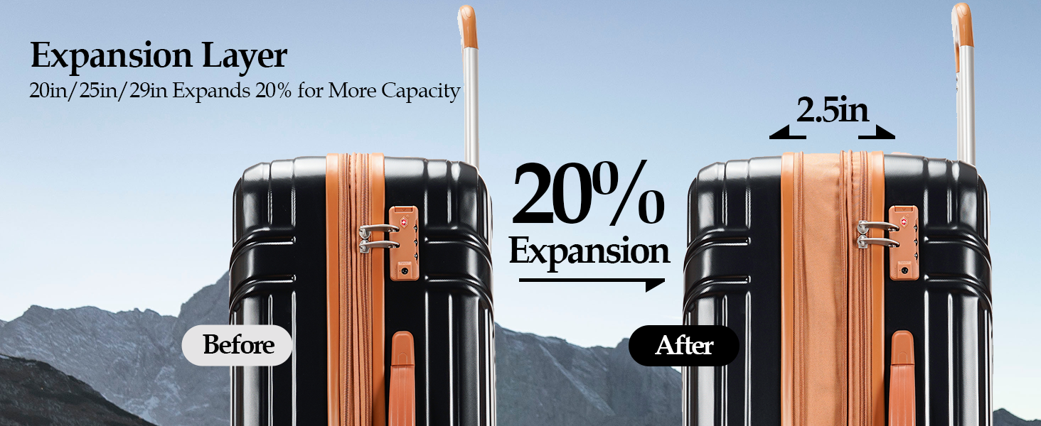 tourism journey strong scratch-resistant Lightweight Spinner Expandable Suitcase travel luggage sets