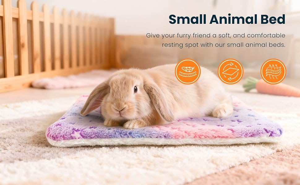 Guinea Pig Bed, Washable Bunny Mat, Fleece Rabbit Bedding, Soft Flannel Small Animal Cage Liner