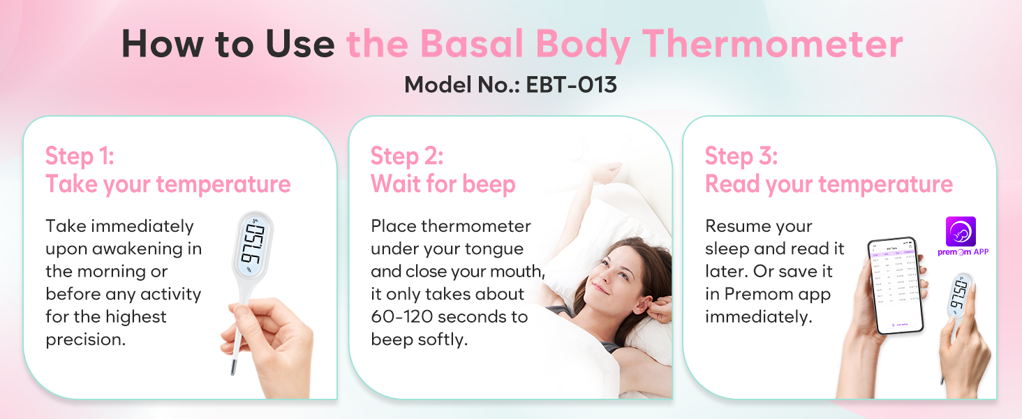 Digital Basal Body Oral Thermometer EasyHome Large Backlit Display