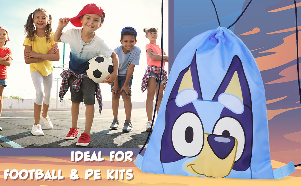 Bluey Drawstring Bags, 11 x 14” Swimming Bag with Airflow