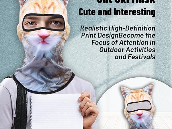 Cat Ski Mask, 2 Pack 3D Sheisty Face Balaclava, Winter Outdoor