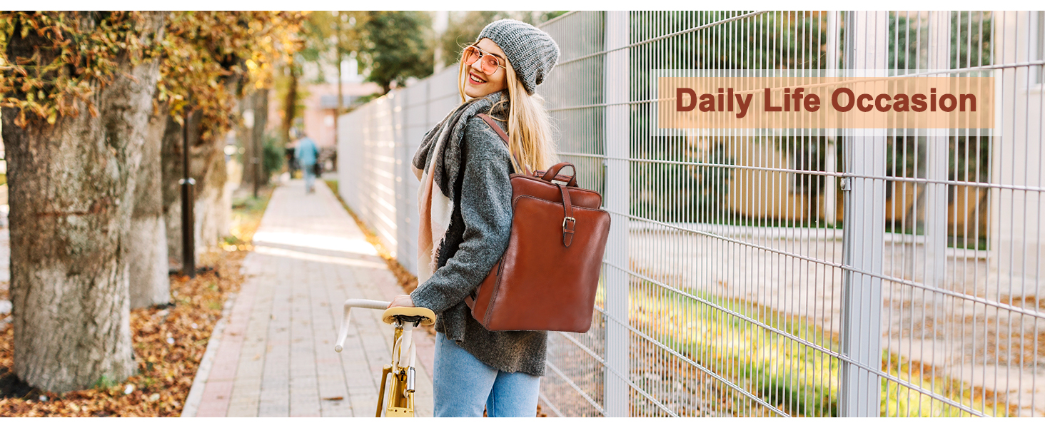 banuce vintage leather convertible backpack purses for women ladies laptop backpack