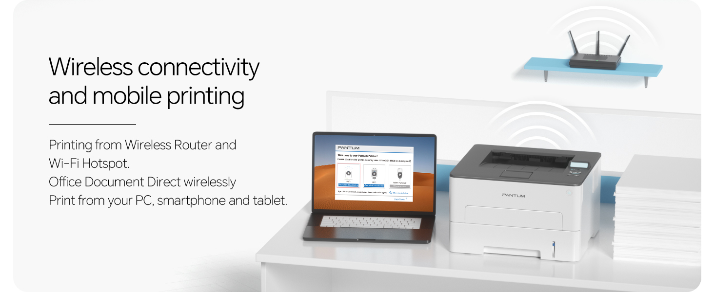 Pantum P3018DW Wireless Laser Printer,Monochrome Auto Duplex Laser Printers WiFi 30 ppm for Home